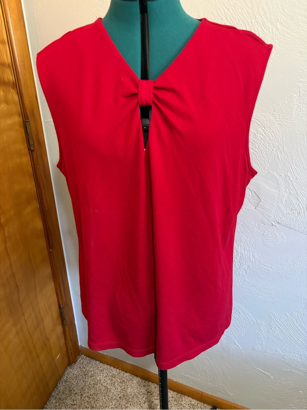 Liz Claiborne Sleeveless Red Tank with Front Bow Detail